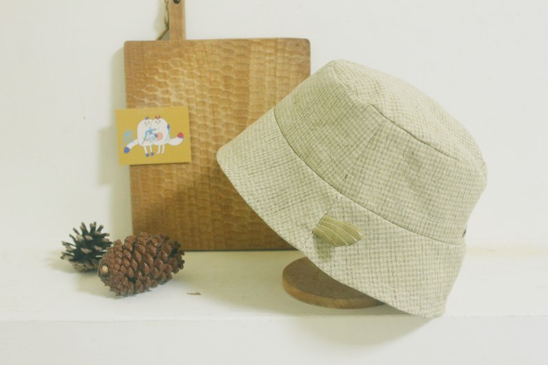 Small fin bucket hat/turquoise check/adjustable size - Hats & Caps - Cotton & Hemp Green