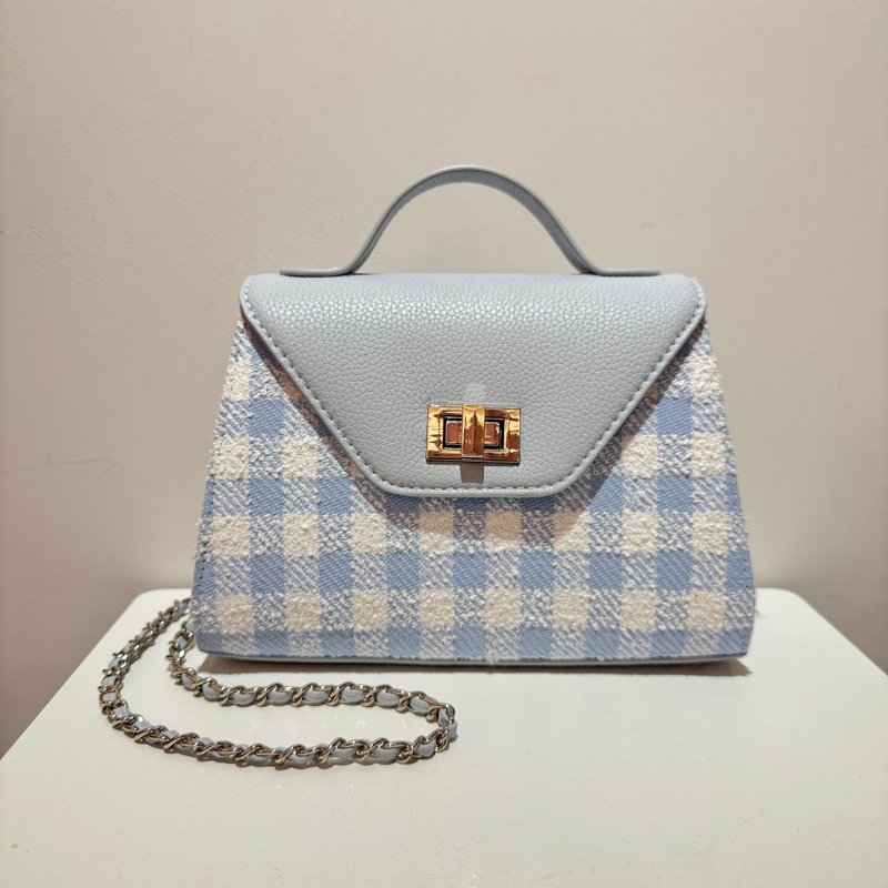 Étoile Élégante 優雅星芒系列—Blue Gingham 晴空初語 - 手提包/手提袋 - 其他人造纖維 藍色