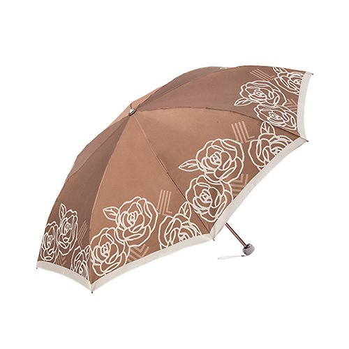 Prolla 保羅拉精品雨傘 Prolla 日系玫瑰鍛面 沙丁布手開折傘 防風防曬抗UV晴雨傘