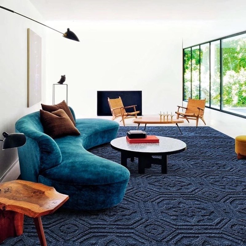 法式風 手作紐西蘭羊毛地毯 藍色城堡 客廳臥室床邊墊 家居裝飾 - 地墊/地毯 - 羊毛 
