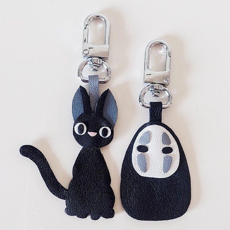 Handmade Leather Keychain No Face Ghibli Totoro - Keychains - Genuine Leather 