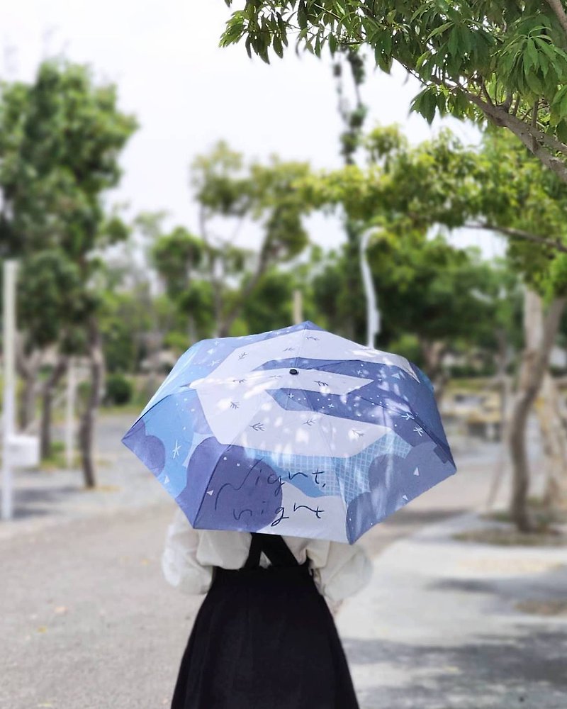 ナイトナイト_晴雨兼用自動折りたたみ傘 - 傘・雨具 - その他の素材 ブルー