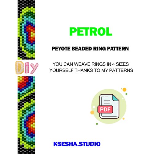 Ksesha.studio Peyote 戒指圖案 miyuki 圖案 方形針圖案 DIY 珠圈串珠手鍊的