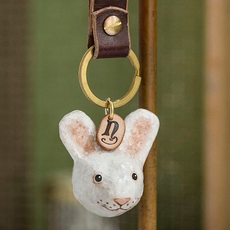 小兔鎖匙圈 / 動物鑰匙圈 - 鑰匙圈/鎖匙扣 - 紙 白色