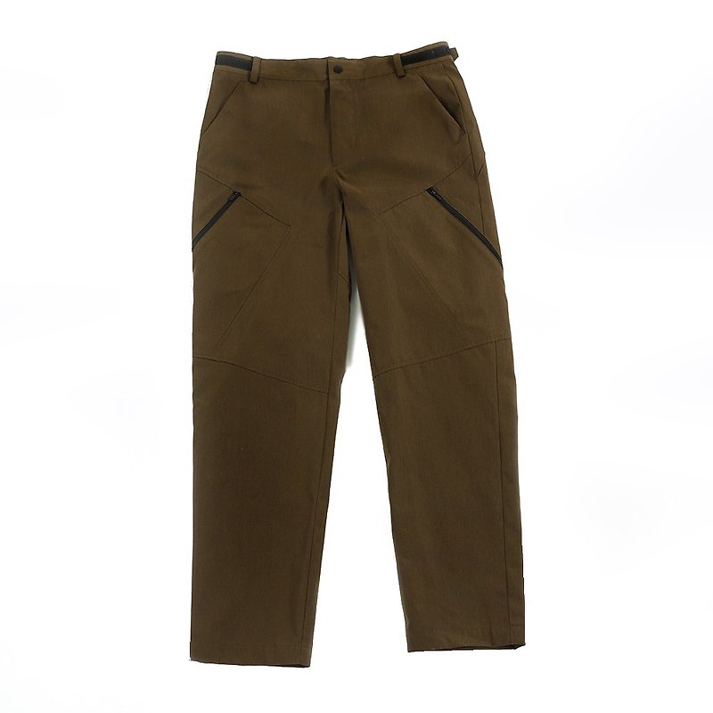 Nine-point waterproof work pants (olive green) - กางเกงขายาว - ผ้าฝ้าย/ผ้าลินิน สีเขียว