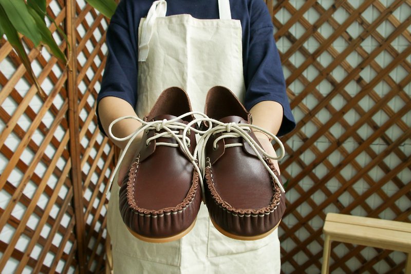 Deer everyone knows leather hand-made shoes-sailing shoes (men and women) - อื่นๆ - หนังแท้ 