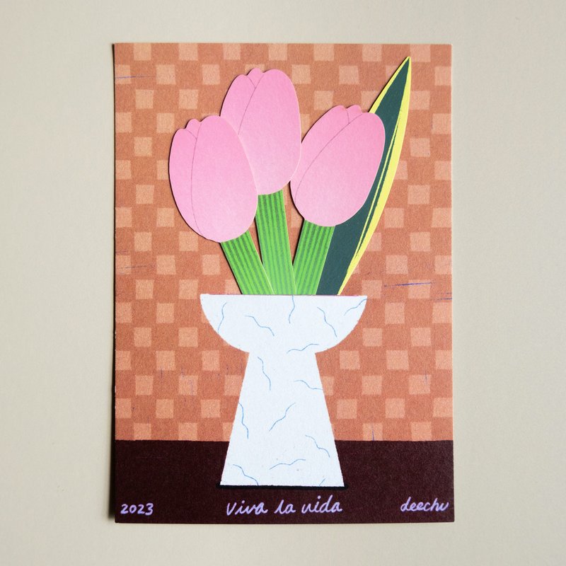 Viva la vida 自由插花明信片—滿滿鬱金香 - 卡片/明信片 - 紙 多色