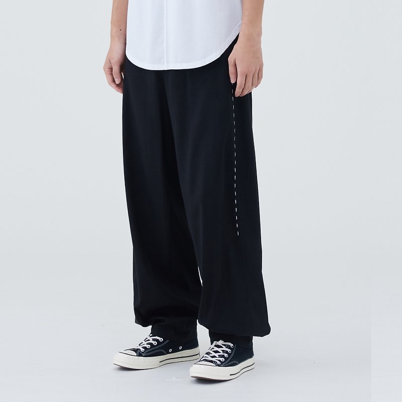 TRAN - Dotted low-rise wide pants - กางเกงขายาว - เส้นใยสังเคราะห์ สีดำ