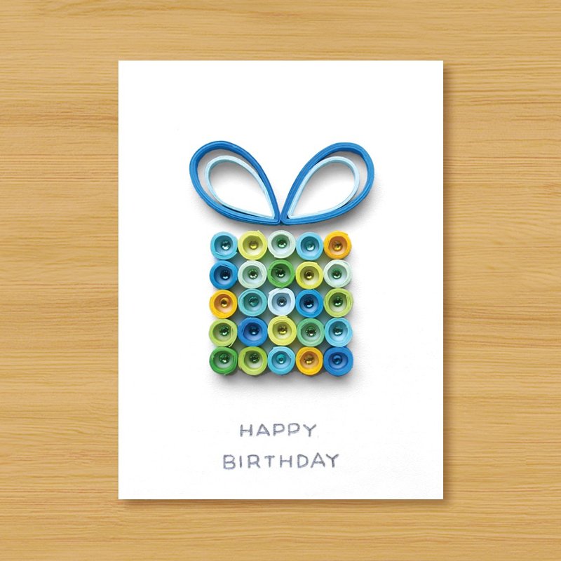 (3 styles to choose from) Handmade Rolled Paper Card _ Happy Birthday Gift Box-Birthday Card - Cards & Postcards - Paper Blue