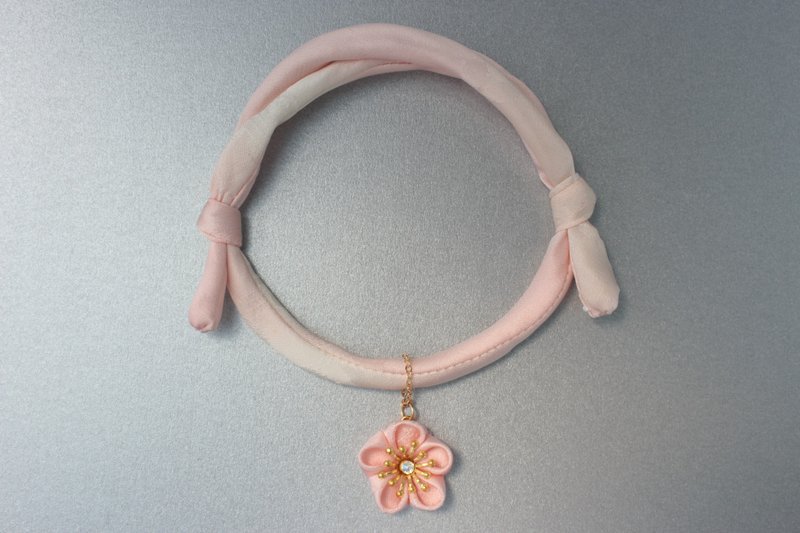 japanese style cat collar pink - 項圈/牽繩 - 絲．絹 粉紅色