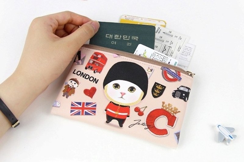 Jetoy, Sweet Cat Card Passport Coin Purse_British J1609201 - กระเป๋าใส่เหรียญ - วัสดุอื่นๆ สีแดง