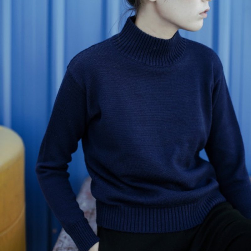 Highland Deep Blue retro cover small meat autumn and winter high-necked wool sweater bottoming shirt Slim warm colored optional good you take the shirt I've been called get up! Trembling Select phobia I can not help you ~ | Fan Tata vitatha independent - Women's Sweaters - Wool Blue