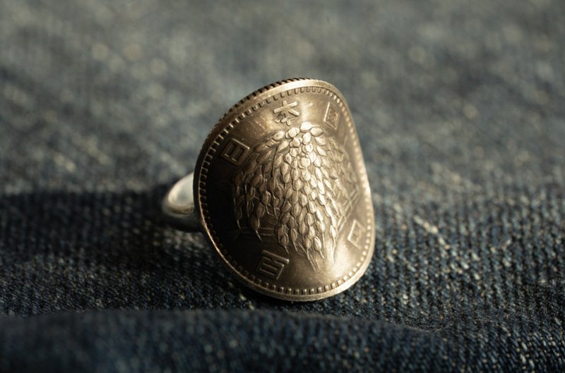 Japan 100 Yen Coin Ring Rice Stalk | Travel the World with Coins - General Rings - Silver 