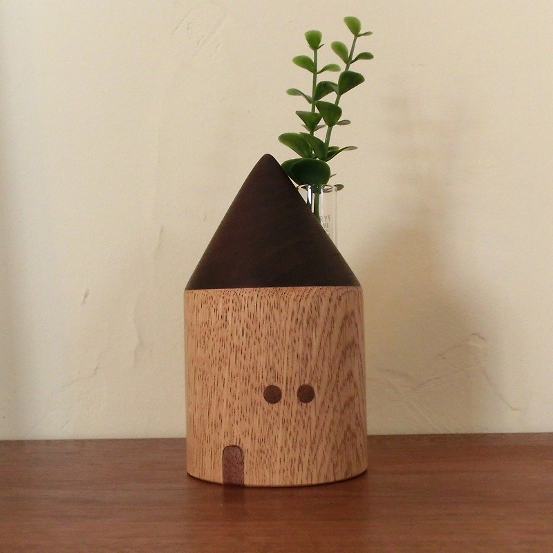 おうち 円すい型　vase / flower / gift / wood - 植栽/盆栽 - 木頭 