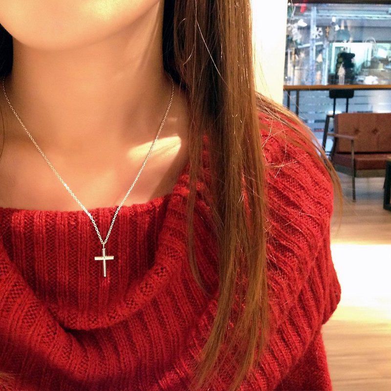 Exclusive Order Cross Pledge Cross sterling silver necklace (small) -64DESIGN - Necklaces - Other Metals Silver