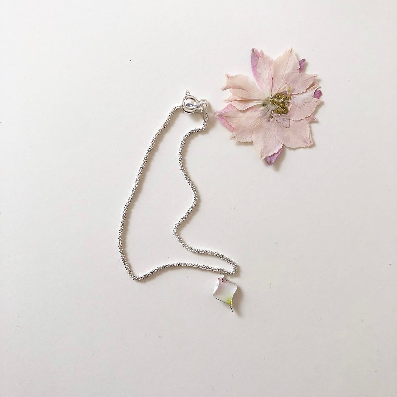 Hand made cherry blossom fine silver bracelet - Bracelets - Silver Pink