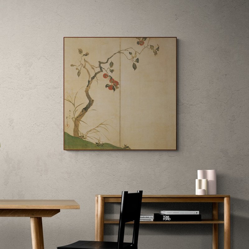 [Japanese Linpa/Art Hanging Painting] Sakai Hoichi | Square Works | Persimmon Picture Screen - โปสเตอร์ - กระดาษ 