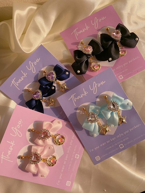 Ribbon Style Idol Princess Earrings Handmade