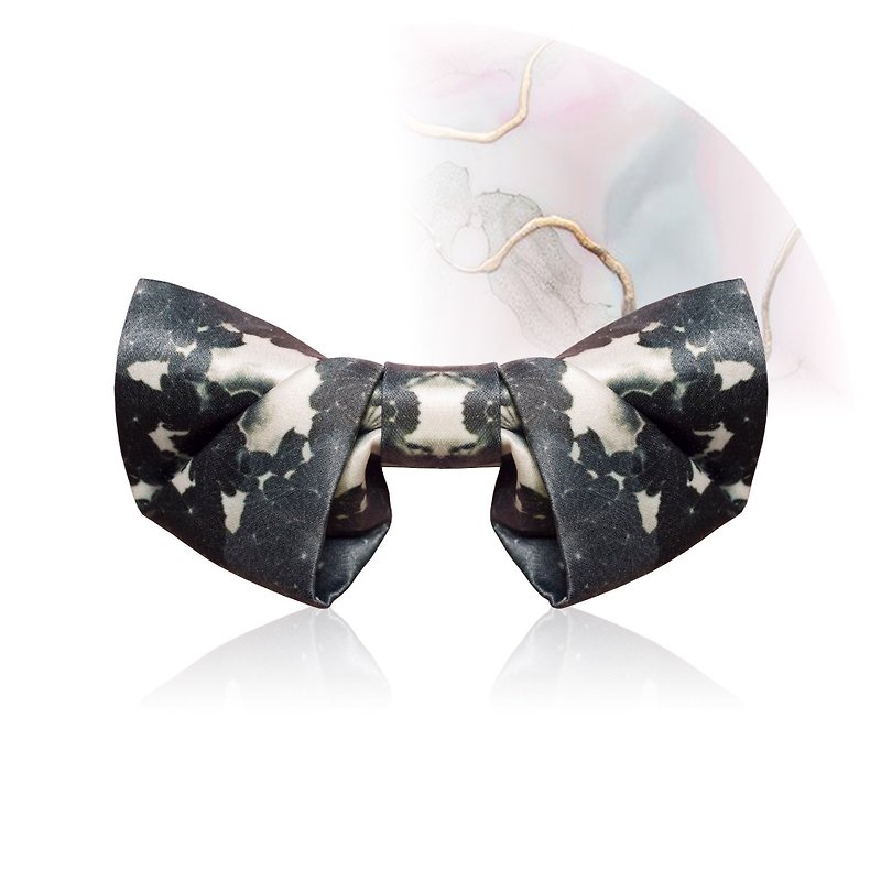 Style F0085 Dark Floral Bowtie -  Wedding Bowtie Folded style - Ties & Tie Clips - Polyester Black