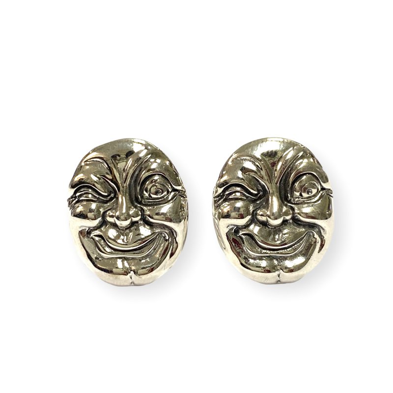 Victorian Style Face Wedding Cufflinks 925 Sterling Silver - 袖扣 - 純銀 銀色