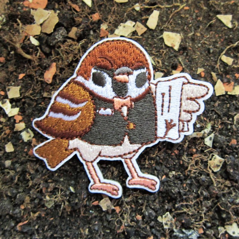 Bird Embroidery Patches/Pins | Sparrow Waiters | Cafe Birds - เข็มกลัด/พิน - งานปัก 