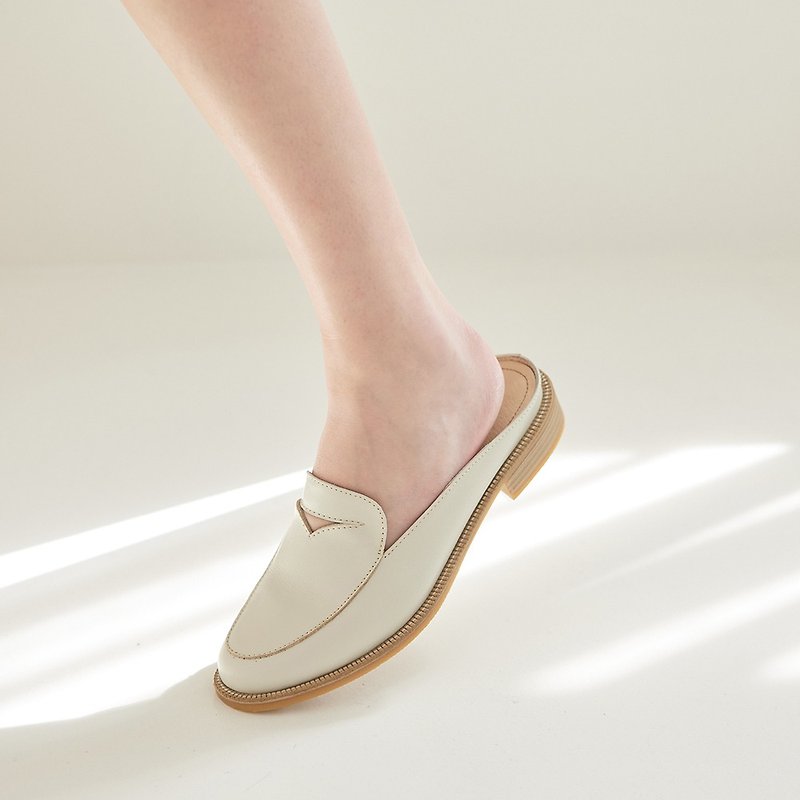 Translucent Practice Muller Shoes-Translucent White - รองเท้าหนังผู้หญิง - หนังแท้ ขาว