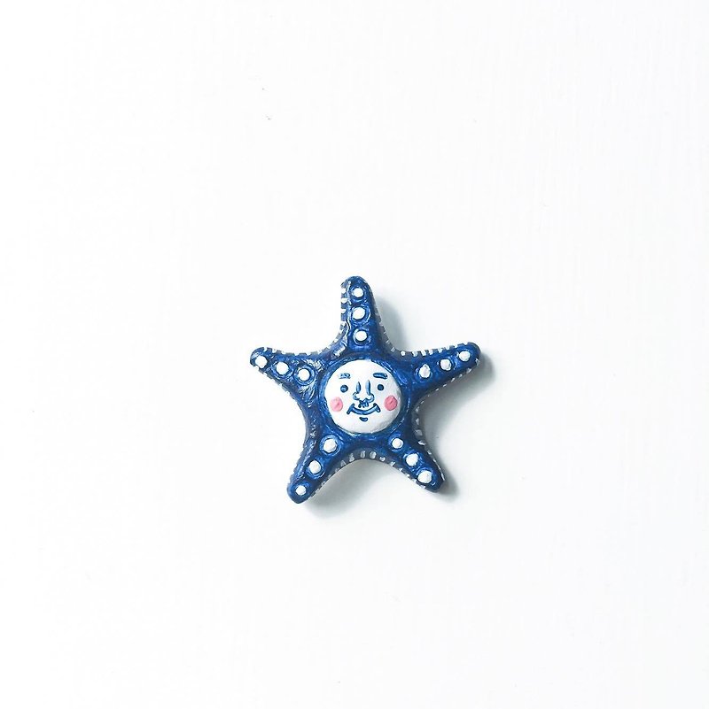Uncle Starfish Brooch - เข็มกลัด - ดินเหนียว สีน้ำเงิน
