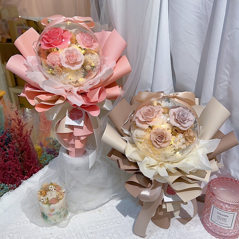 FengFlower [Filament style Acrylic wave ball immortal rose bouquet] dried flowers/preserved flowers - Dried Flowers & Bouquets - Plants & Flowers 
