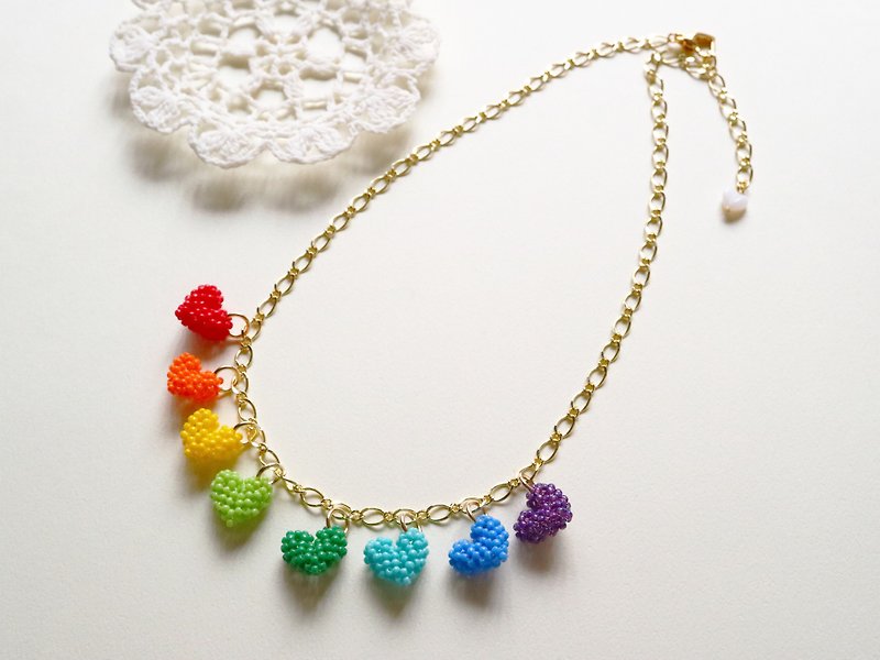 Heart necklace Rainbow delicate lace plump three-dimensional colorful rainbow rainbow vivid cute cute