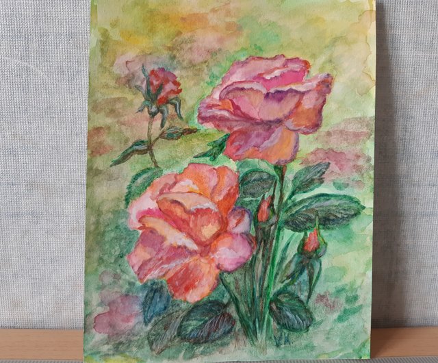 薔薇・原画 風景画・花 水彩画 つまらない 薔薇・原画 風景画・花 水彩画 つまらない