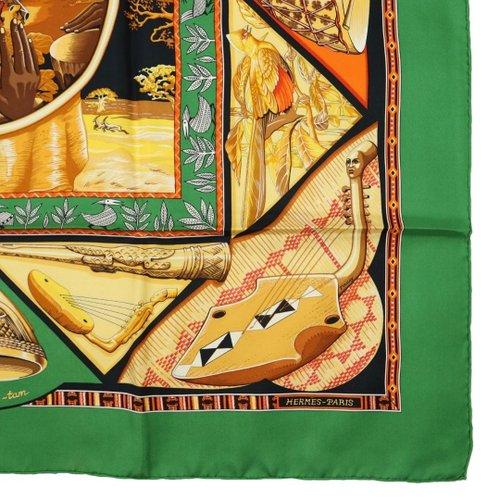 エルメスカレ90 タムタムの音に合わせてグリーンスカーフ- 01247