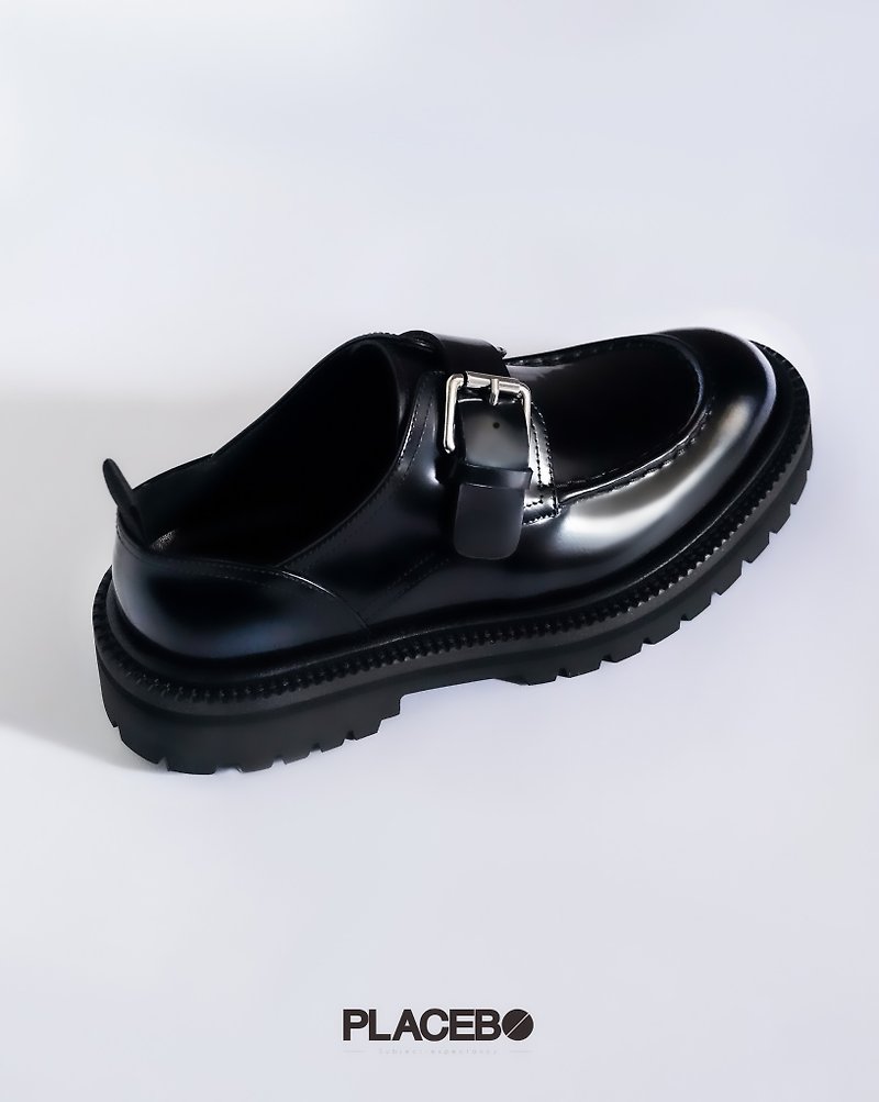 BELT BUCKLE SHOES - Women's Leather Shoes - Genuine Leather Black