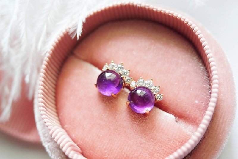 Stud Earrings Natural Amethyst Silver, stud earrings - Earrings & Clip-ons - Sterling Silver Purple