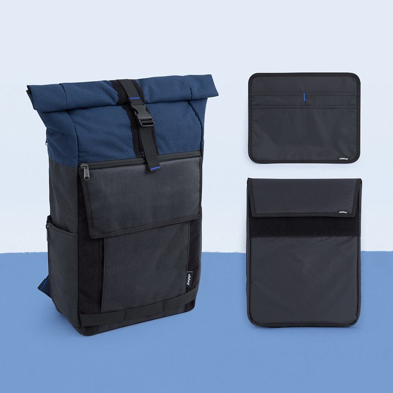 Activities countdown D + 1 backpack combination - mine black ash ink blue 2 - กระเป๋าเป้สะพายหลัง - วัสดุกันนำ้ 