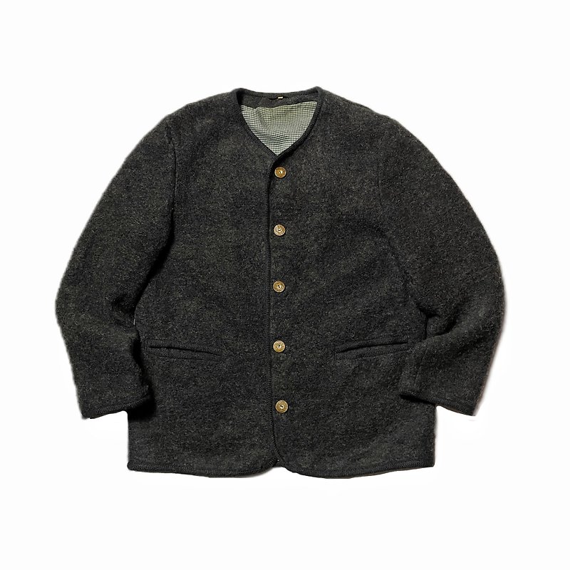 European Mid-Length Dark Gray Check Wool Sweater - Women's Casual & Functional Jackets - Wool Gray