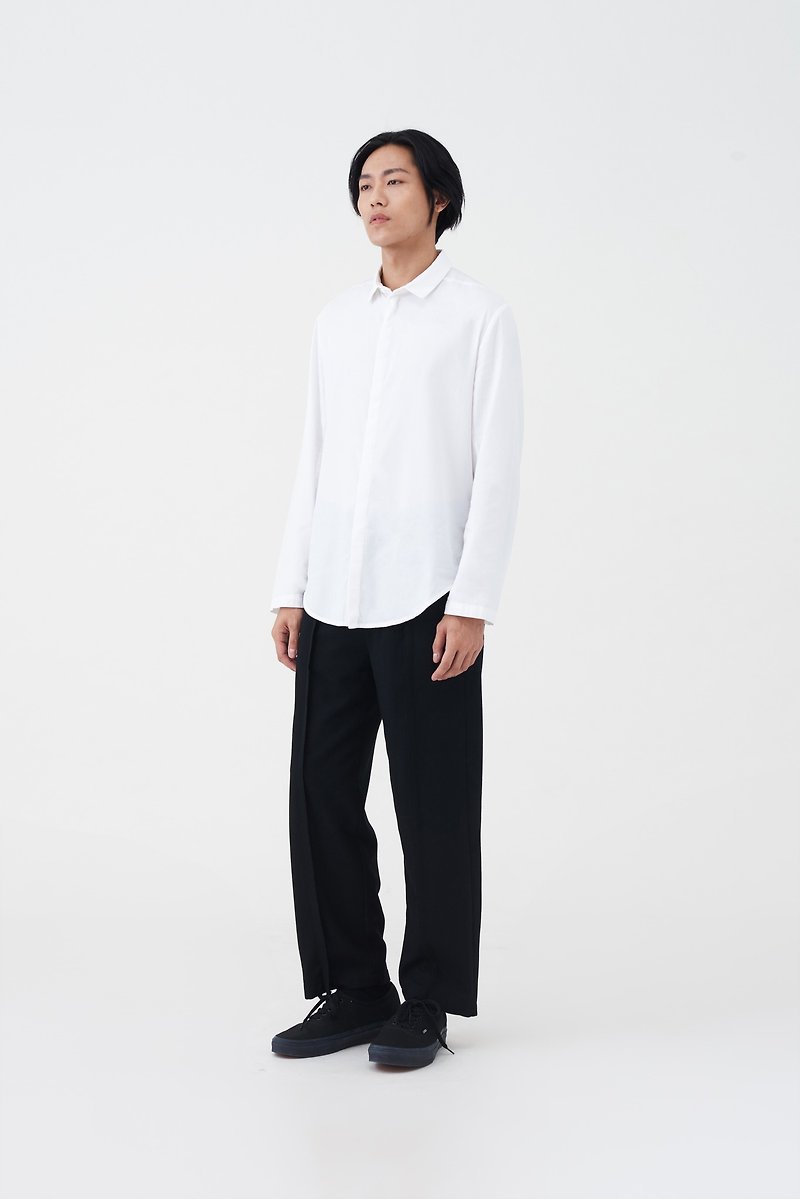 Concealed Button Shirt - Men's Shirts - Cotton & Hemp White