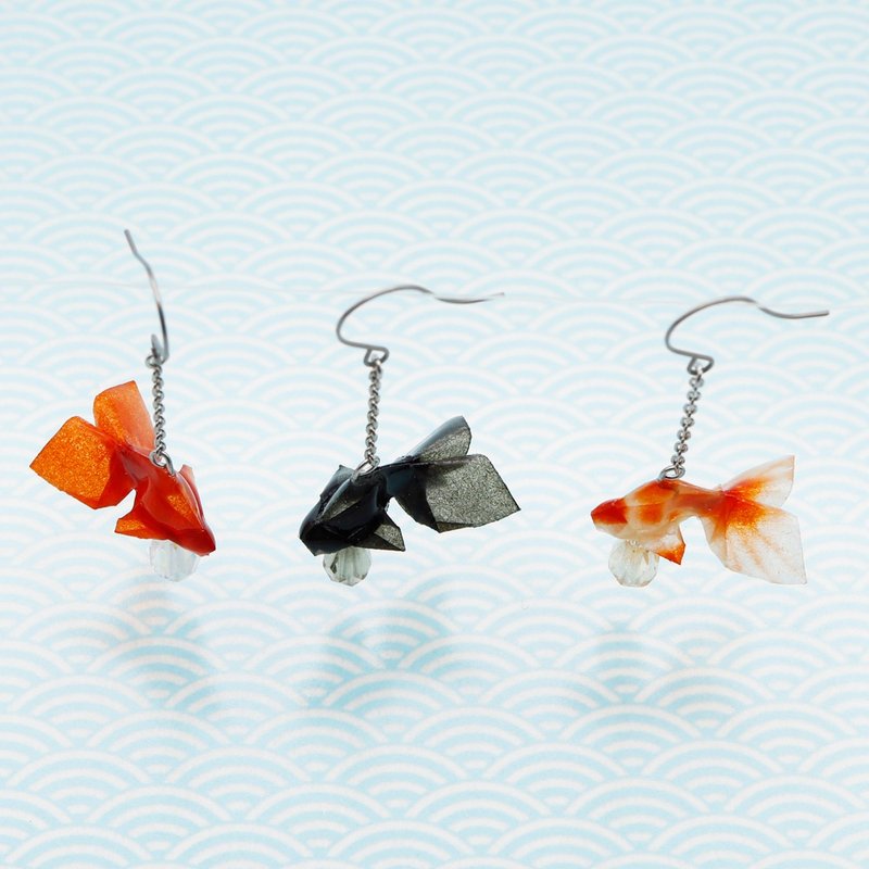 Origami Jewel　金魚の和紙ピアス - 耳環/耳夾/耳骨夾 - 紙 