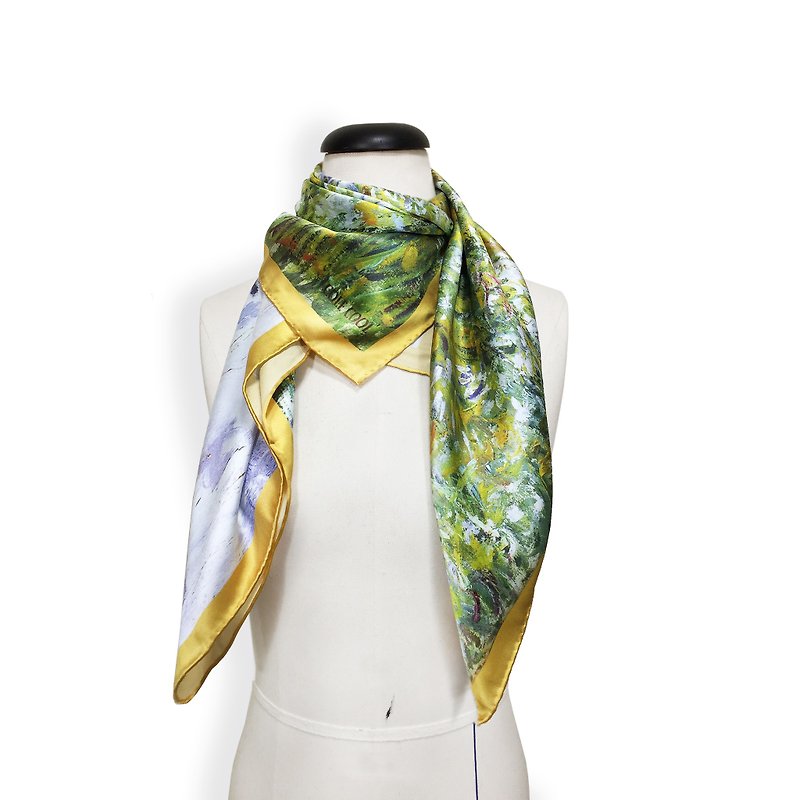 【The Kiss (Lovers)】 Silk Scarf 【Valentines Day Gift】【Pure Silk Scarf】New Year - Scarves - Silk Yellow