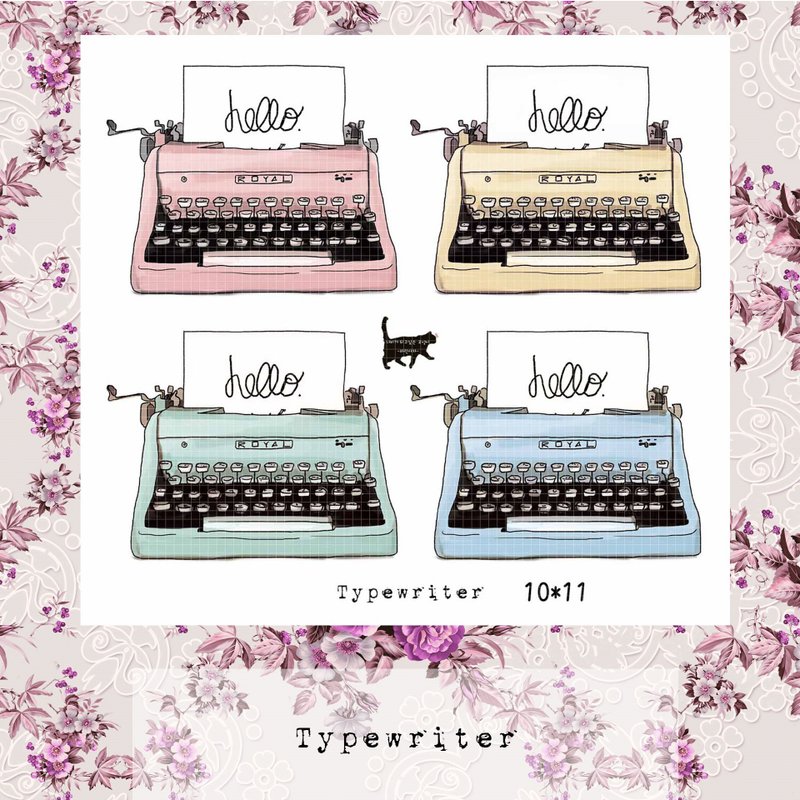 typewriter (blue lion) (suyeon) - 貼紙 - 紙 多色