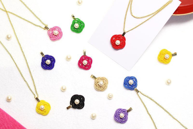japan necklace, mizuhiki, japanese designer, kimono, dress, knot, - Necklaces - Silk Multicolor