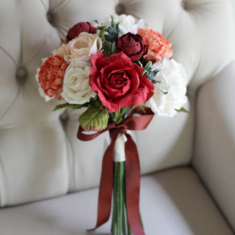 MB318 : Bridal Wedding Bouquet, Red Festive - Items for Display - Paper Red