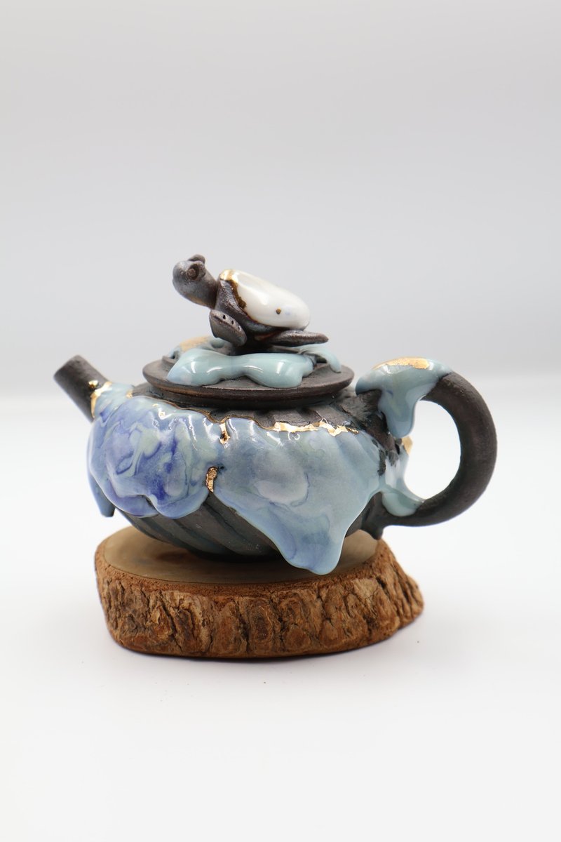 Opening Series-Celadon Shino Gilded Pot-Little Turtle Style-Capacity Approximately 120cc - Teapots & Teacups - Pottery 