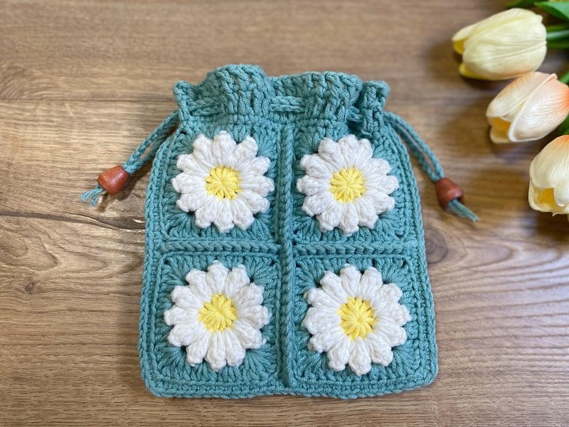 Three-dimensional small flower grandmother storage bag - Coin Purses - Cotton & Hemp 