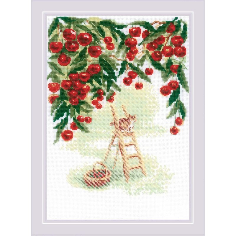 2205 - RIOLIS Cross Stitch Material Pack - Cherry Orchard - Knitting, Embroidery, Felted Wool & Sewing - Other Materials 