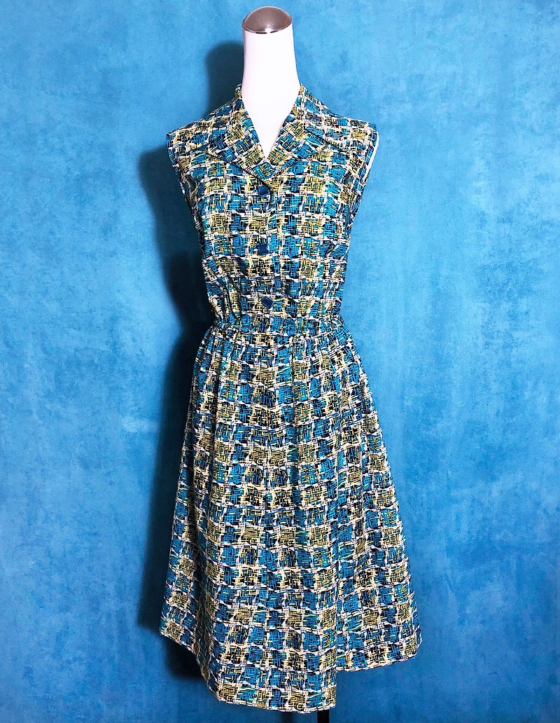 Vintage Plaid Sleeveless Vintage Dress / Bring back VINTAGE abroad - ชุดเดรส - เส้นใยสังเคราะห์ หลากหลายสี