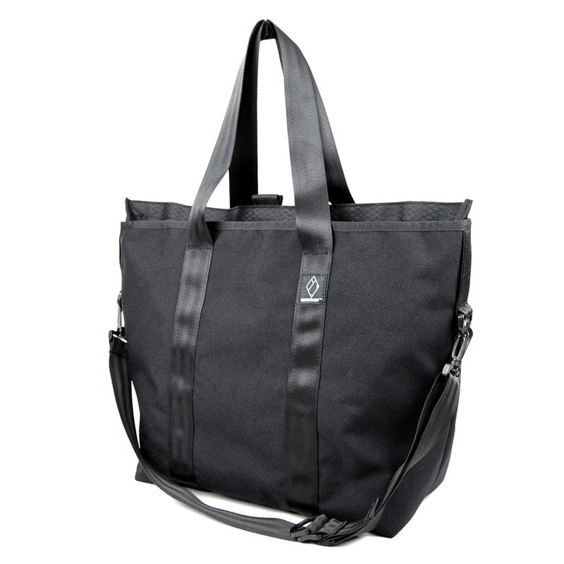 Simple waterproof large-capacity portable one-shoulder diagonal eco-friendly tote bag DuPont fabric - กระเป๋าแมสเซนเจอร์ - วัสดุอื่นๆ สีดำ