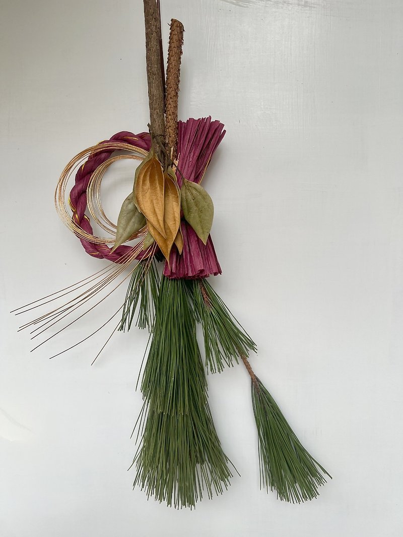 Japanese-style note rope flower pine simple style - ช่อดอกไม้แห้ง - พืช/ดอกไม้ สีเขียว
