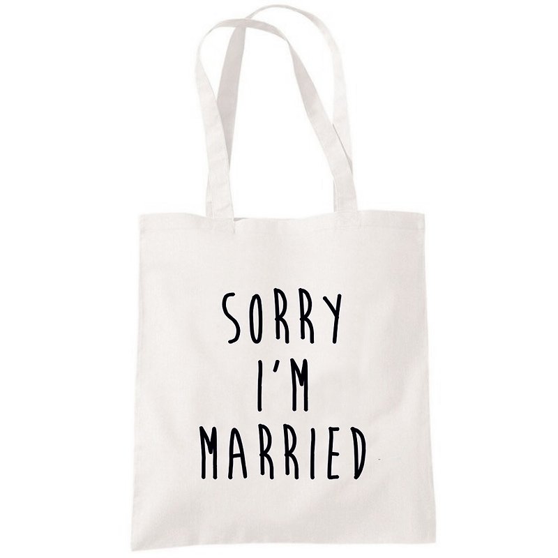 Sorry Married #2 tote bag - Handbags & Totes - Other Materials White