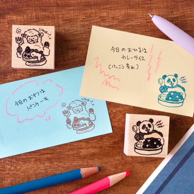 今日のご飯　今日のおやつ動物たちのハンコ - 印章/印台 - 橡膠 