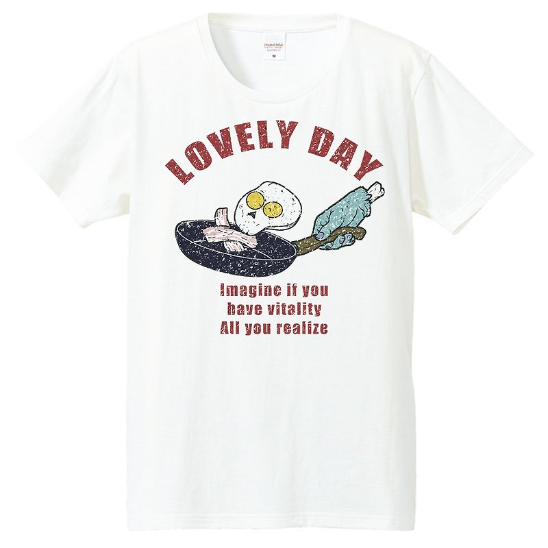 T-shirt / Lovely day - Tシャツ メンズ - コットン・麻 ホワイト